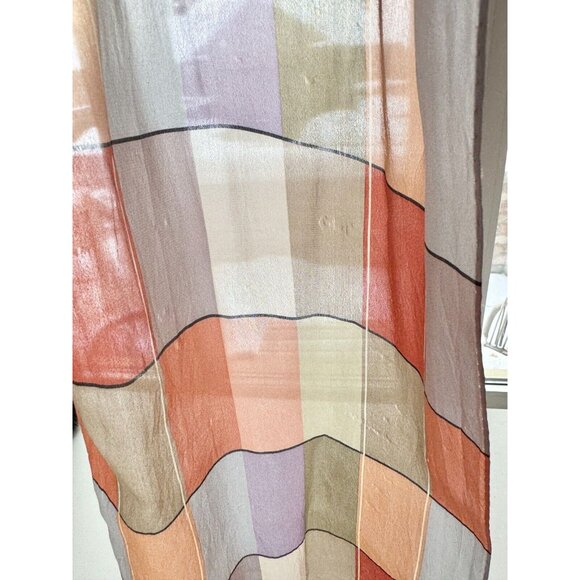 Vintage LIZ CLAIBORNE Square Graphic Silk Habotai 52" x 10" Rectangle Scarf - Picture 8 of 9